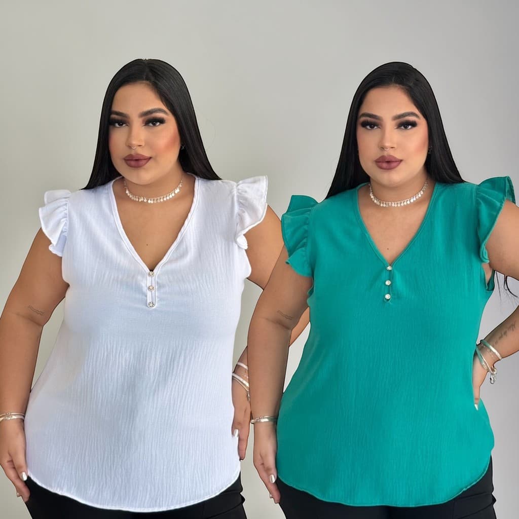 Blusa Feminina Plus Size Manga Curta Confortável Elegante Tamanho 44-54