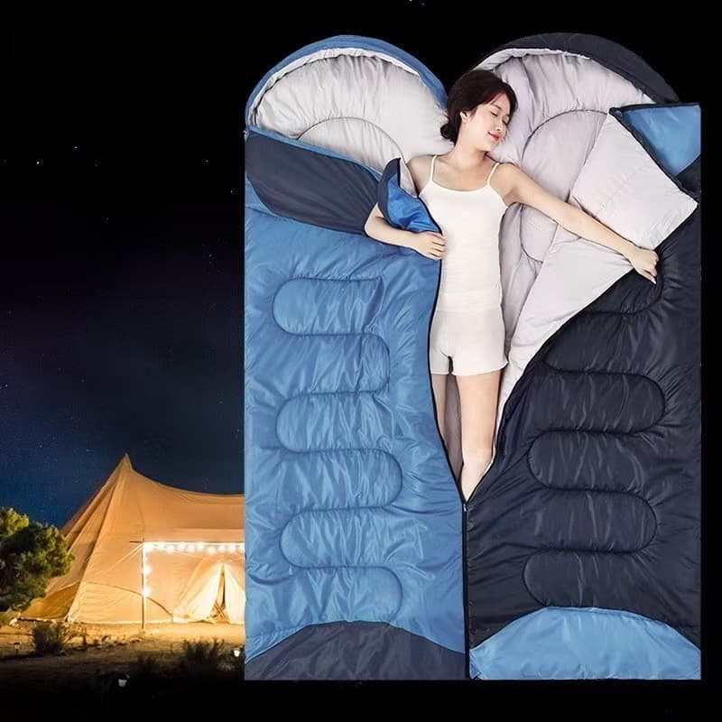 Saco de dormir para viagens ao ar livre, adequado para todas as estações, feito de algodão oco, lavável à máquina, estil