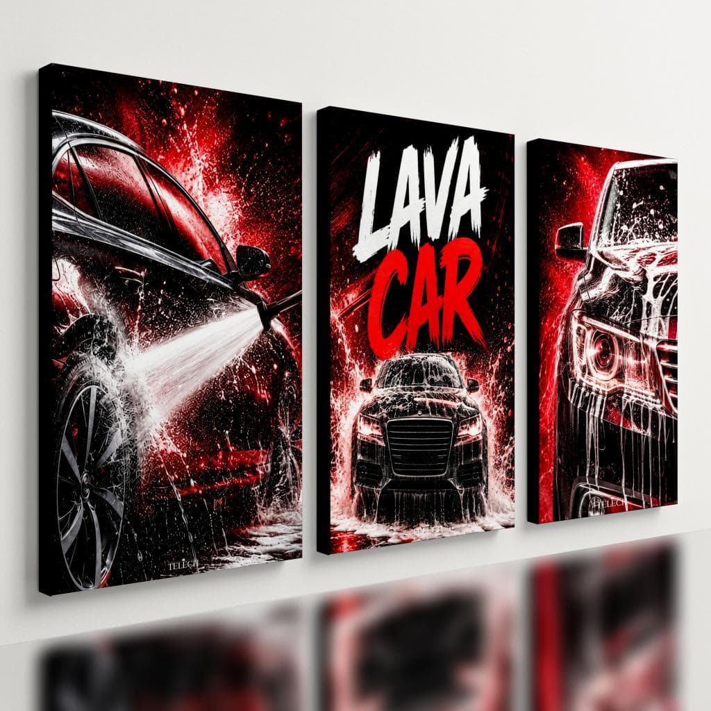 Kit3 Quadro Decorativo Carro Estética Automotiva Lava Car e3