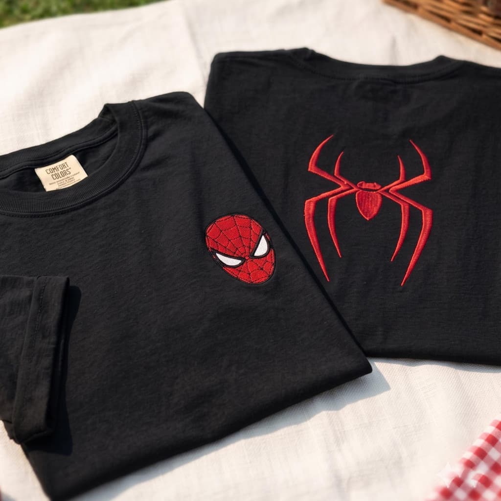 Camiseta Preta Unisex Design com Símbolo de Homem - Aranha Alta Qualidade Moda Urbana