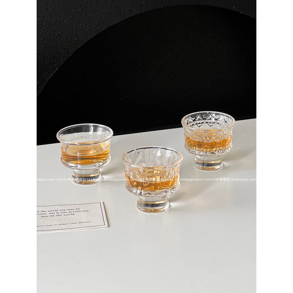 Copo de Vidro Transparente 50ml - Mini Montanha em Relevo, Drink Shots para Destilaria, Chá e Café, Resistente ao Calor