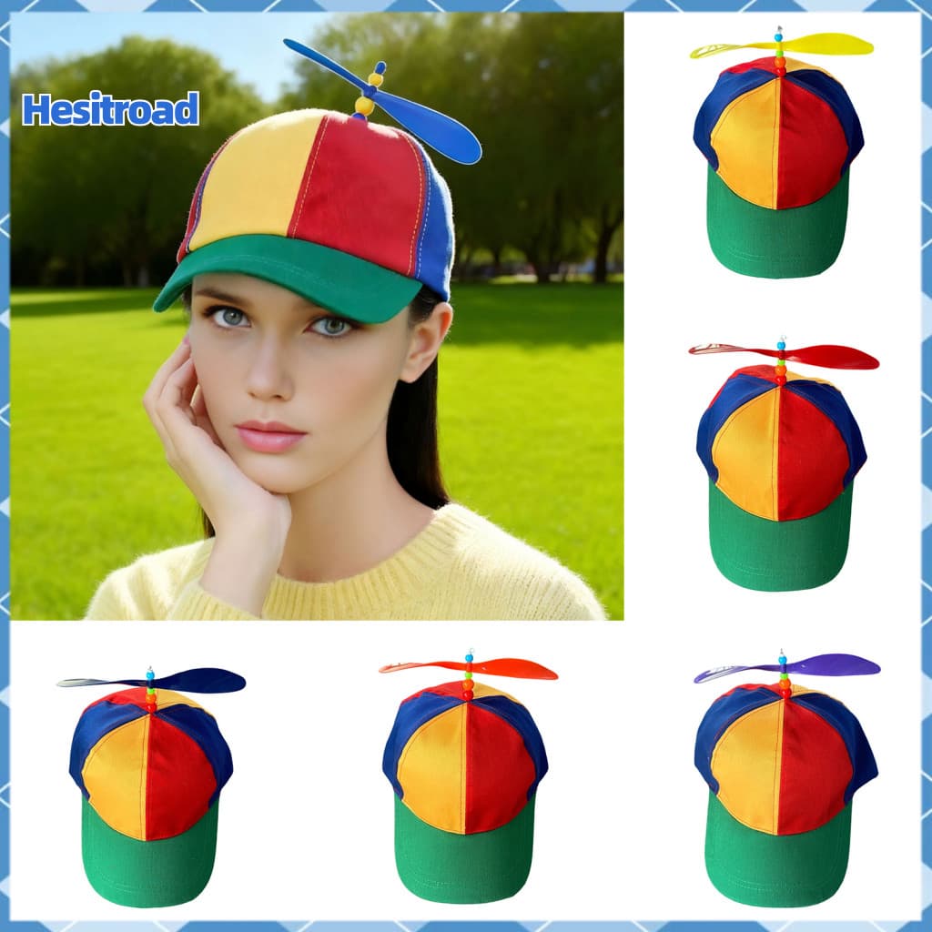 Women’s Baseball Cap Wide Brim Sun Hat Adjustable Buckle Foldable Summer with Bamboo Dragonfly Decor Rotatable Propell