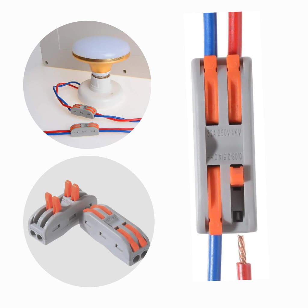Kit 50/100 2-Way Electrical Connector 32A 250V, Automatic Connection Without Tools