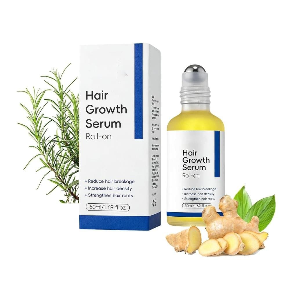 Sérum roll-on para crescimento capilar com alecrim e óleo de argan, ajuda a fortalecer as raízes do cabelo e a reduzir a