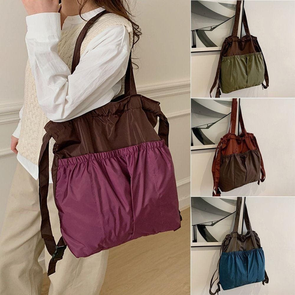 Mochila Dobrável , Bolsa Impermeável Reutilizável Com Cordão Para Viagem De Compras De Grande Capacidade