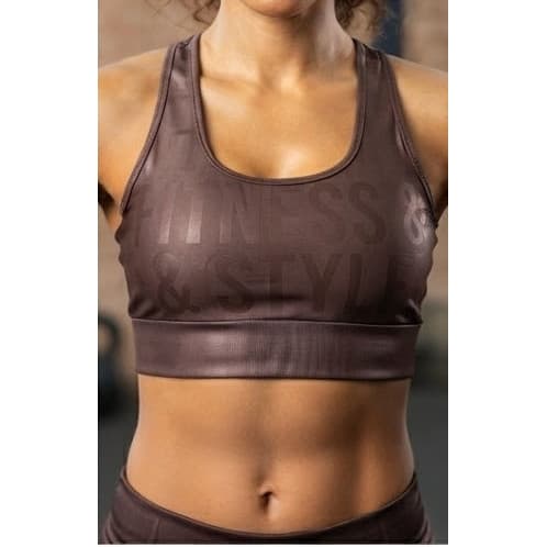 Top Fitness Academia Marrom Nadador Com Brilho Texturizado - Conforto e Estilo