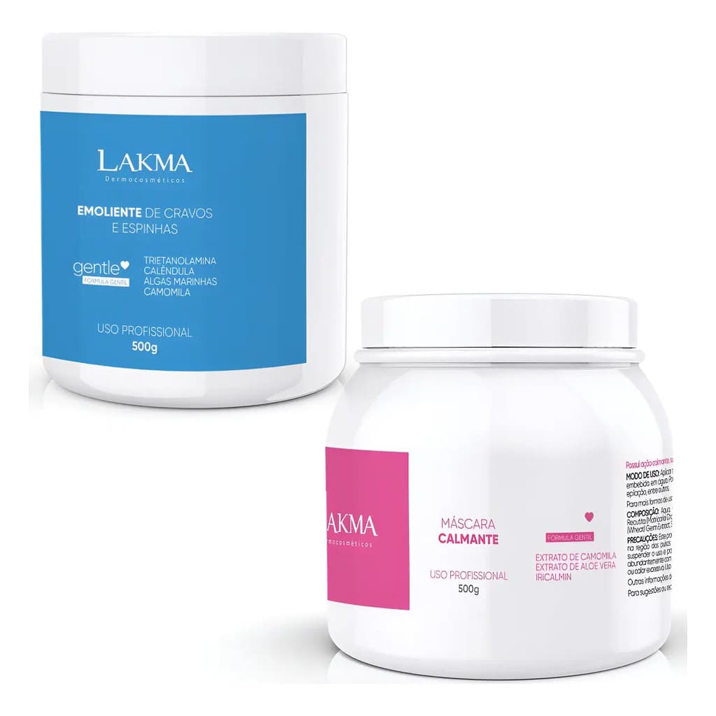Combo Lakma: Creme Emoliente 500g + Máscara Calmante 500g Ti