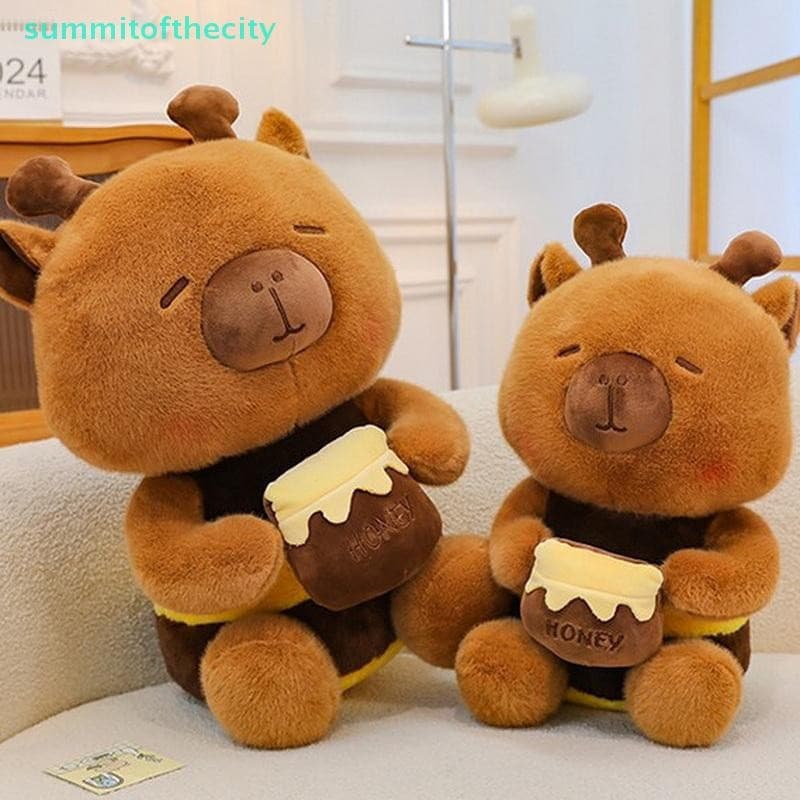 Prosperityussummtoftopcity 25/30cm Novo Brinquedo de Pelúcia Capivara Pote de Mel, Boneca de Anime Realista e Fofa