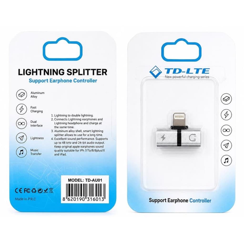Adaptador Usb - Lightning P/ 2 Usb-c Fêmea Carregue Ouça Música