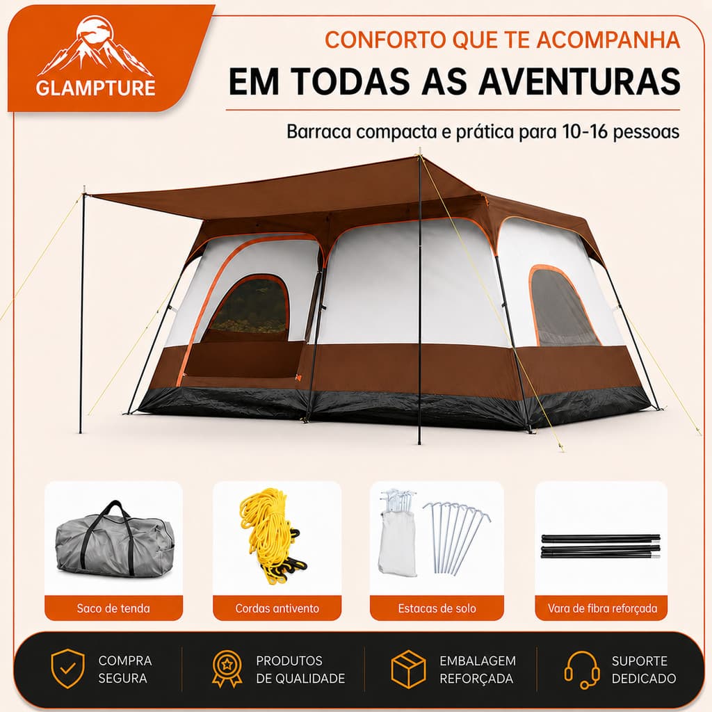 Barraca De Acampamento Sotiay Para 10-16 Pessoas 420X305X200 cm À Prova D'água 2000 mm