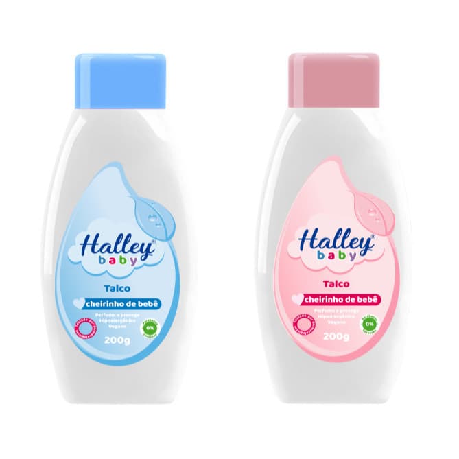 Halley Baby Talco Kit 1 Cheirinho de Bebê Rosa e 1 Cheirinho de Bebê Azul