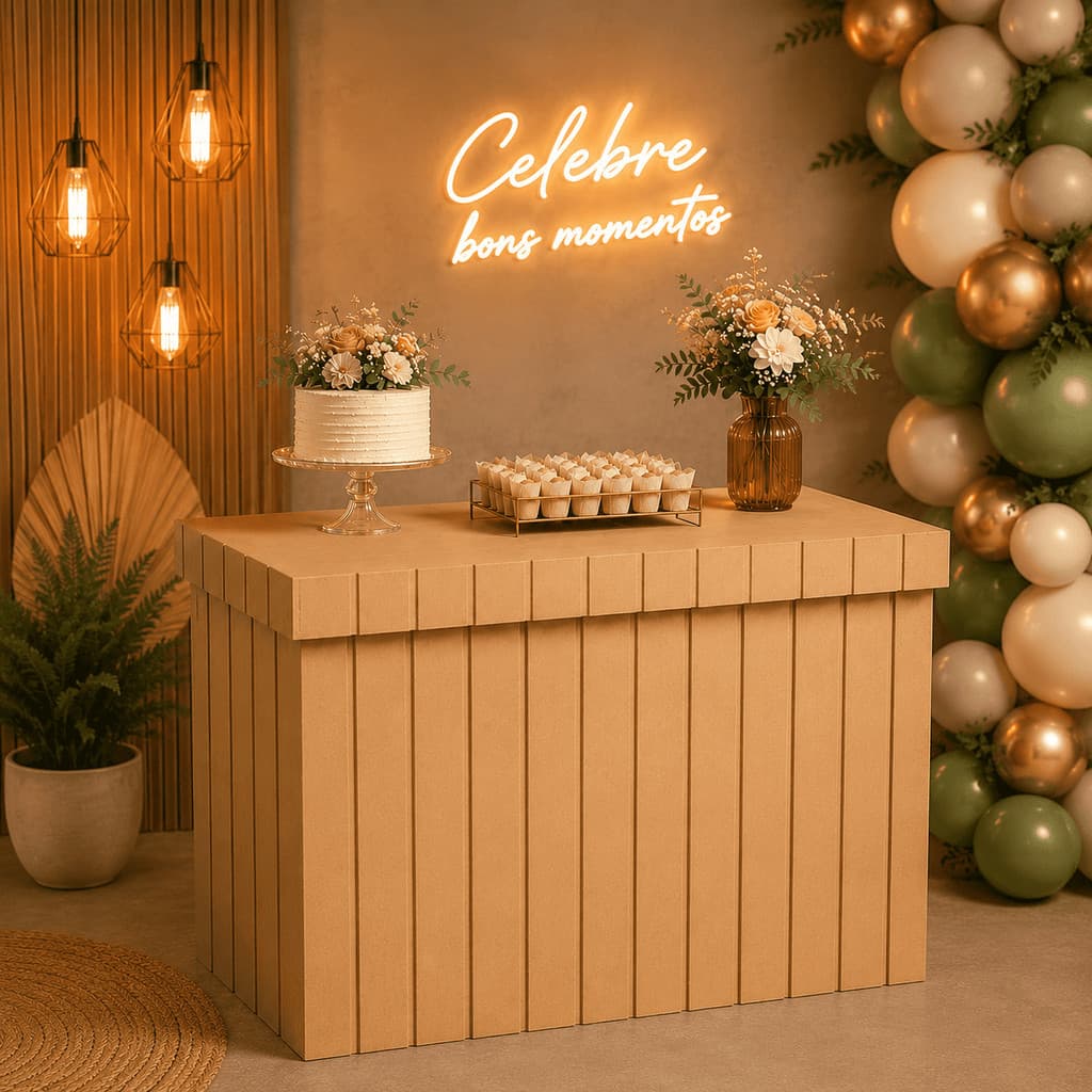 Mesa Fake MDF para Festa Fazendinha Infantil – Mesa Decorativa Provençal Rústica para Doces e Bolo