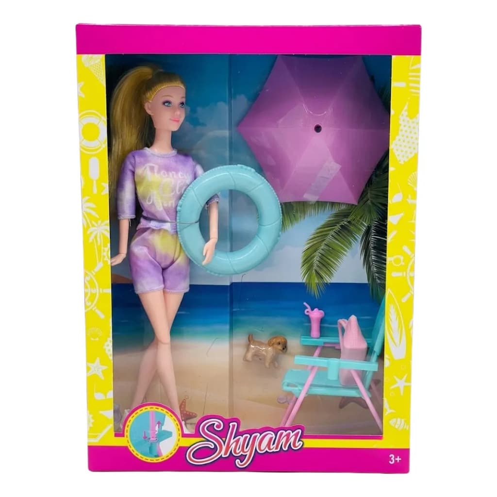 Boneca Florecy Club Shyam Praia com Kit de Acessórios