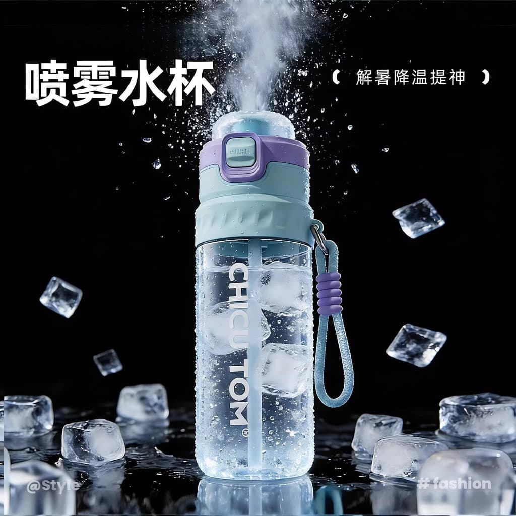 [Estoque pronto] Copo de água em Spray canudo esportivo duplo para beber grande capacidade Tritan corda portátil ao ar l