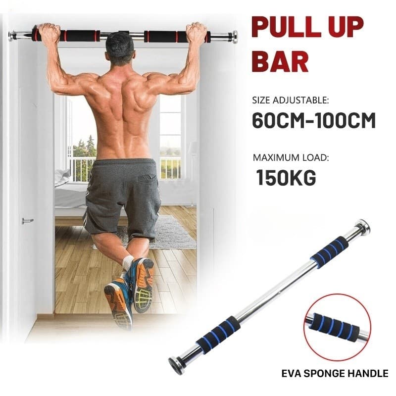 Barra Fixa Flexão Porta Apoio Regulável 64 a 100 Cm, com apoios de braços, pode suportar até 150 kg