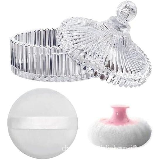 Conjunto de Esponja e Recipiente para Pó Corporal, Esponja para Pó e Potes de Pó Corporal para Mulheres, para Uso Domést