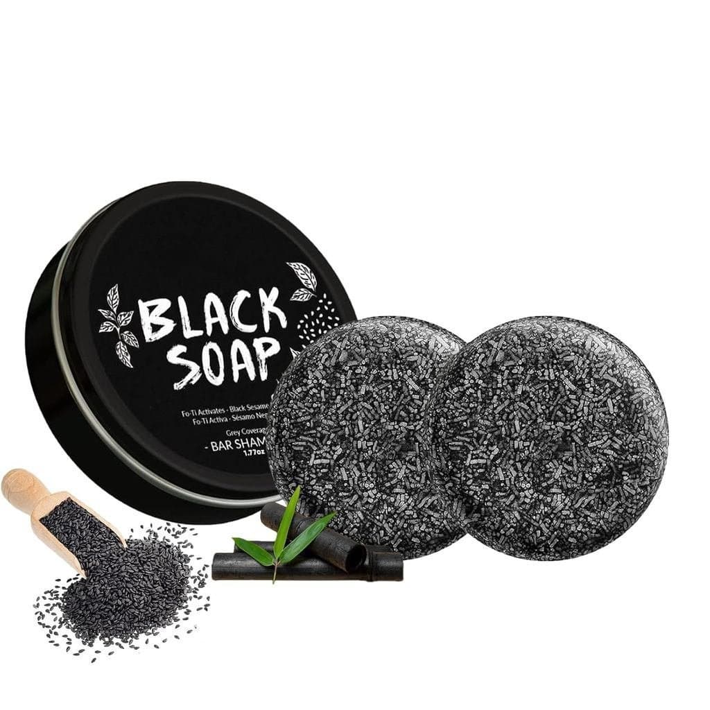 2 barras de shampoo em barra para reverter os cabelos grisalhos, sabonete preto para cabelos grisalhos, sabonete preto p