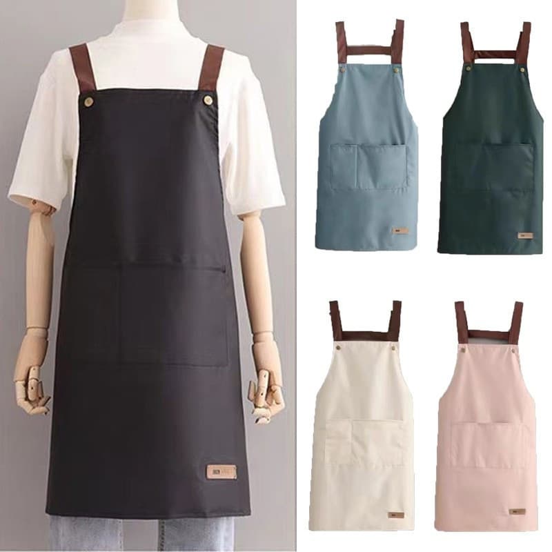 Avental Impermeável e à Prova de Óleo para Homens e Mulheres com Grandes Bolsos, Aventais de Cozinha Simples 20671