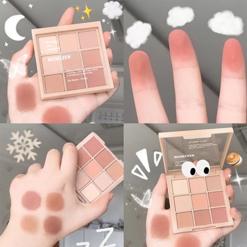 Paleta de sombras de nove cores de leite suave, cor de chá, maquiagem leve diária, baixa saturação, totalmente fosca, co