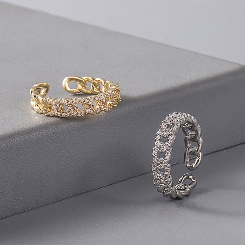 Cobre INS moderno e exclusivo incrustado com anel masculino de zircônia