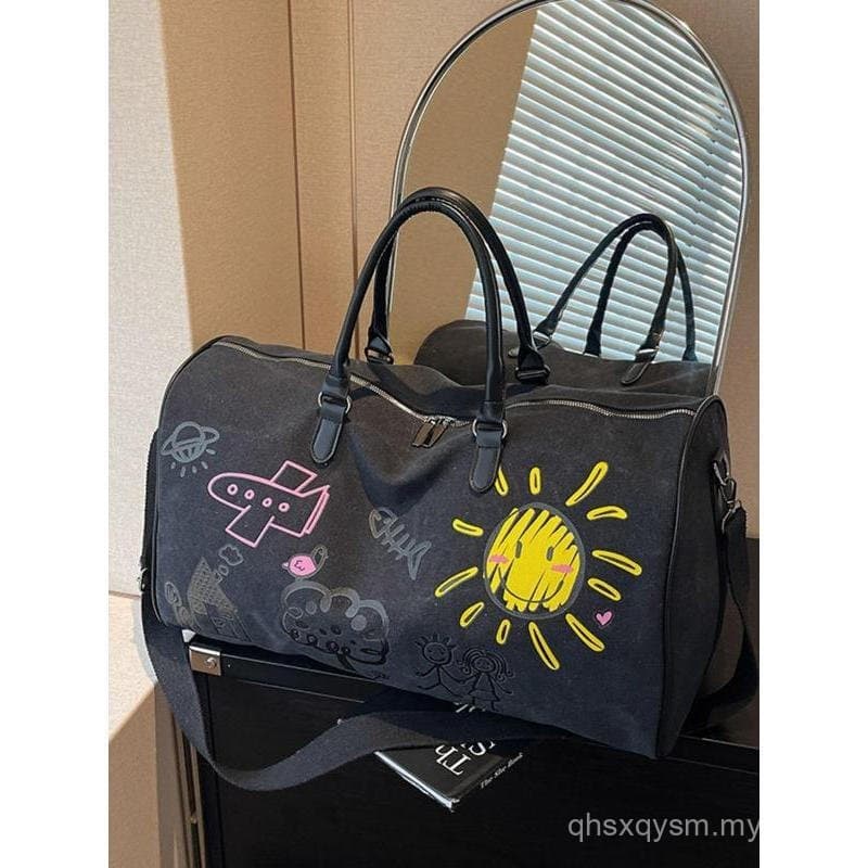 Mala de viagem com design de grafite colorido, mala de viagem leve e de grande capacidade em estilo street fashion, bols