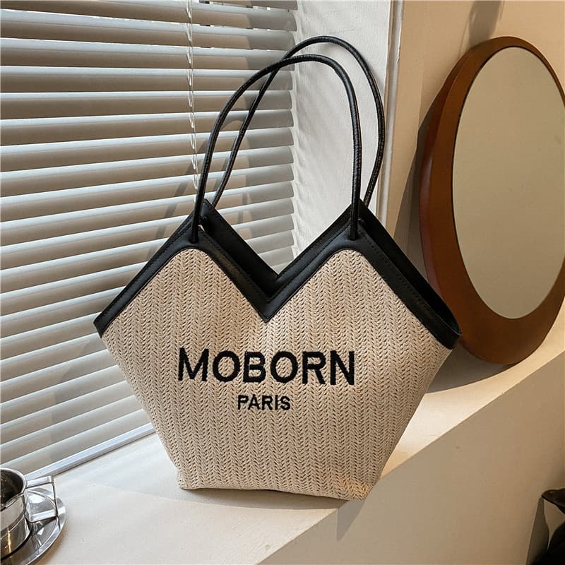 Bolsa feminina de ombro de palha de nicho de alta qualidade