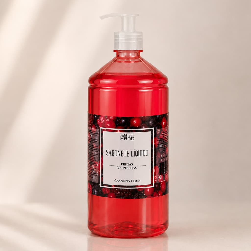 Sabonete Líquido 1L Frutas Vermelhas Protect Hand • Limpeza Suave e Eficiente para Mãos e Corpo