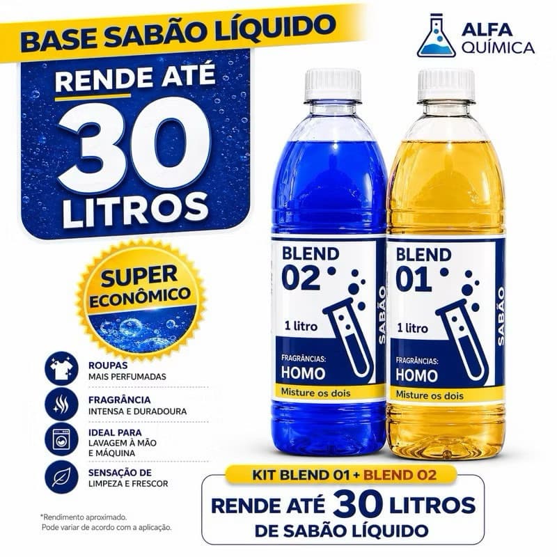 Sabão Lava Roupas Líquido Rende Até 30 Litros Azul
