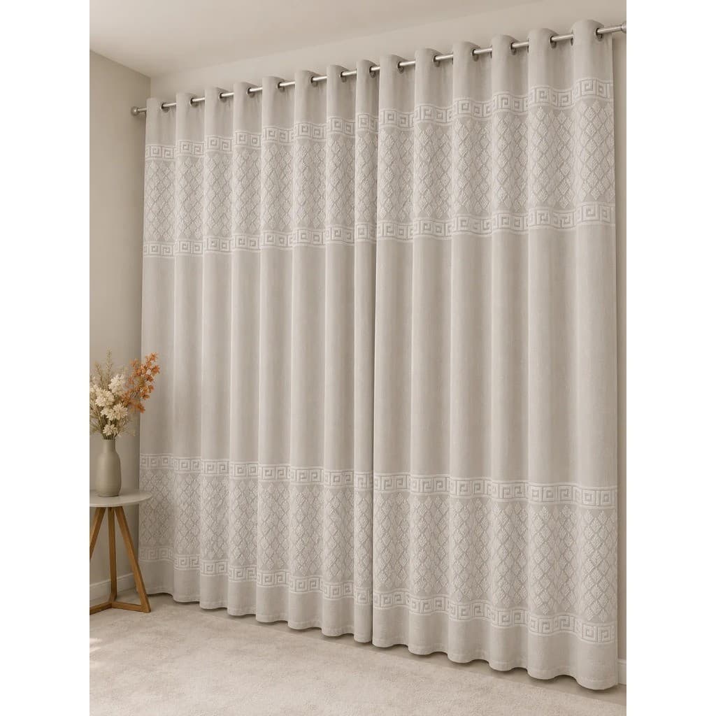 Cortina Bordada Premium 4,00x2,80 para Varão com Ilhós Decorativa Sala Quarto Promoção