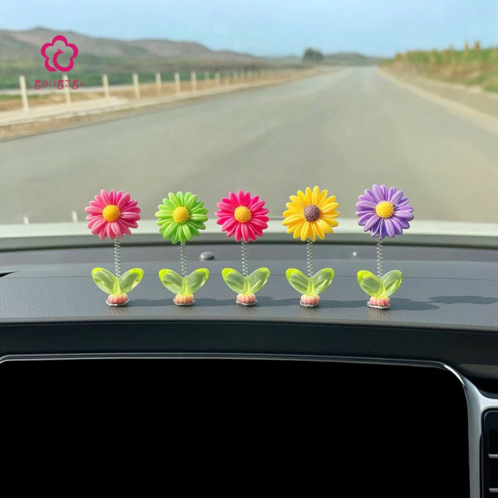 [gongzgu] Acessórios Para Carro Pastel , Lindas Decorações De Mesa Com Mola Flexível Interior Do