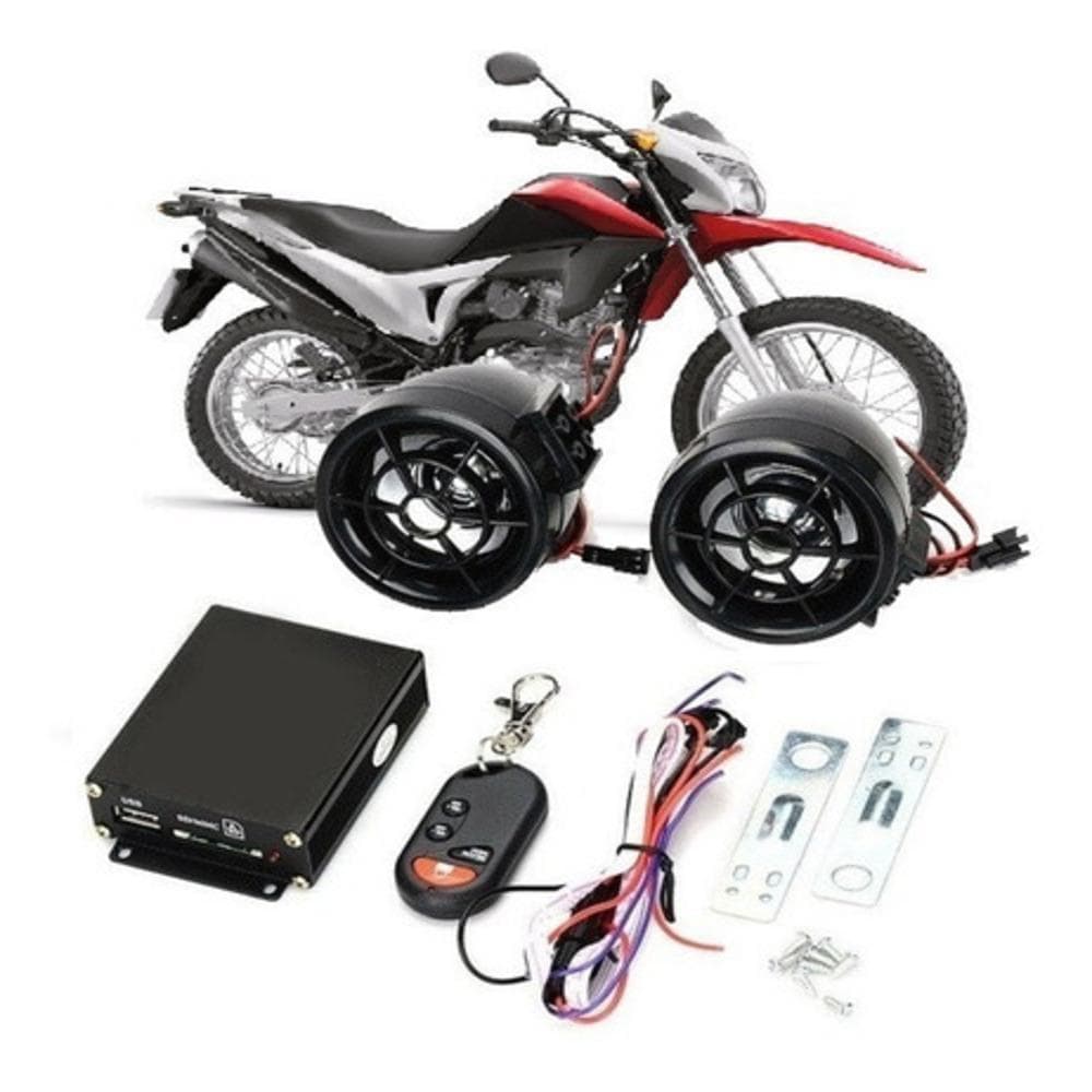 KIT ALARME MOTO BLUETOOTH ANTIFURTO CAIXA DE SOM MP3 FM USB CONTROLE REMOTO
