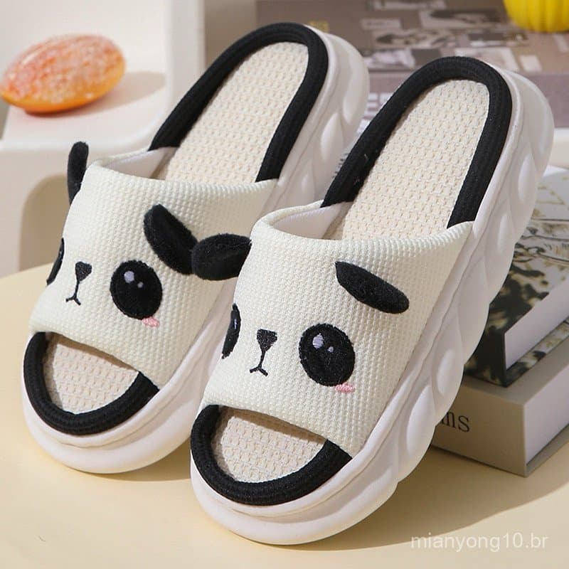 Chinelos Unissex Confortáveis Premium , Design Macio E Antiderrapante De Vaca Panda , Ótimo Presente Para A Família .
