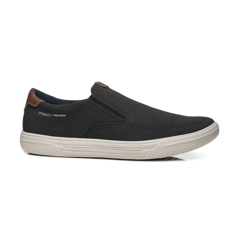 Sapatênis Masculino Pegada PGD Slip On Sem Cadarço Calce Fácil Couro Legítimo Confortável Original 72802