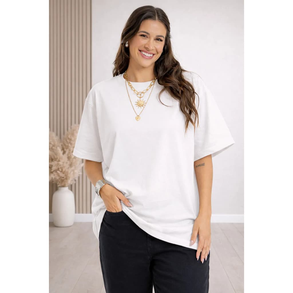 Camiseta Oversized Lisa Cores Algodão Streetwear Algodão