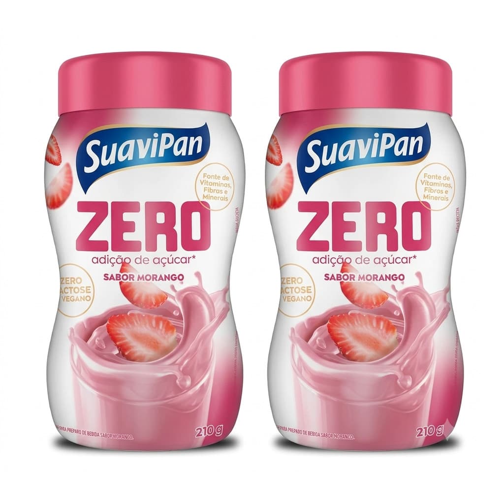 Kit Bebida Em Pó Morango Zero Açúcar - Suavipan 2 Unidades 210g