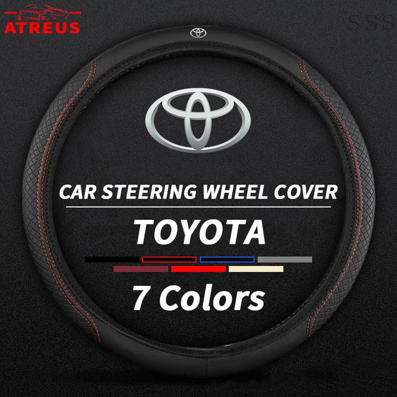 Capa Protetora para Volante Toyota, Capa de Volante em Couro Antiderrapante para Toyota Corolla Cross Hilux Etios SAFG
