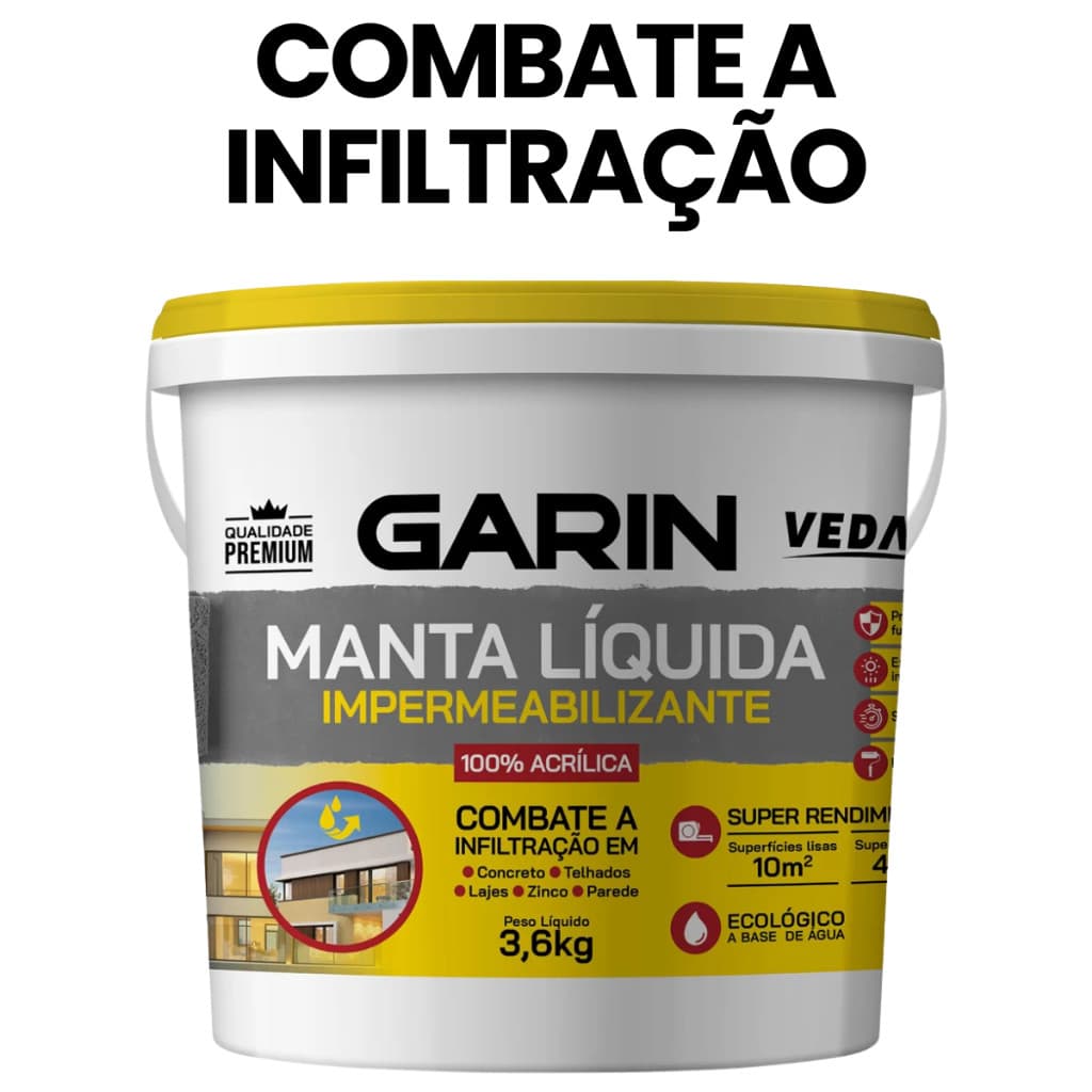 Manta Líquida Garin 1,2kg  Impermeabilizante Contra Infiltração e Umidade Laje Telhado e Parede
