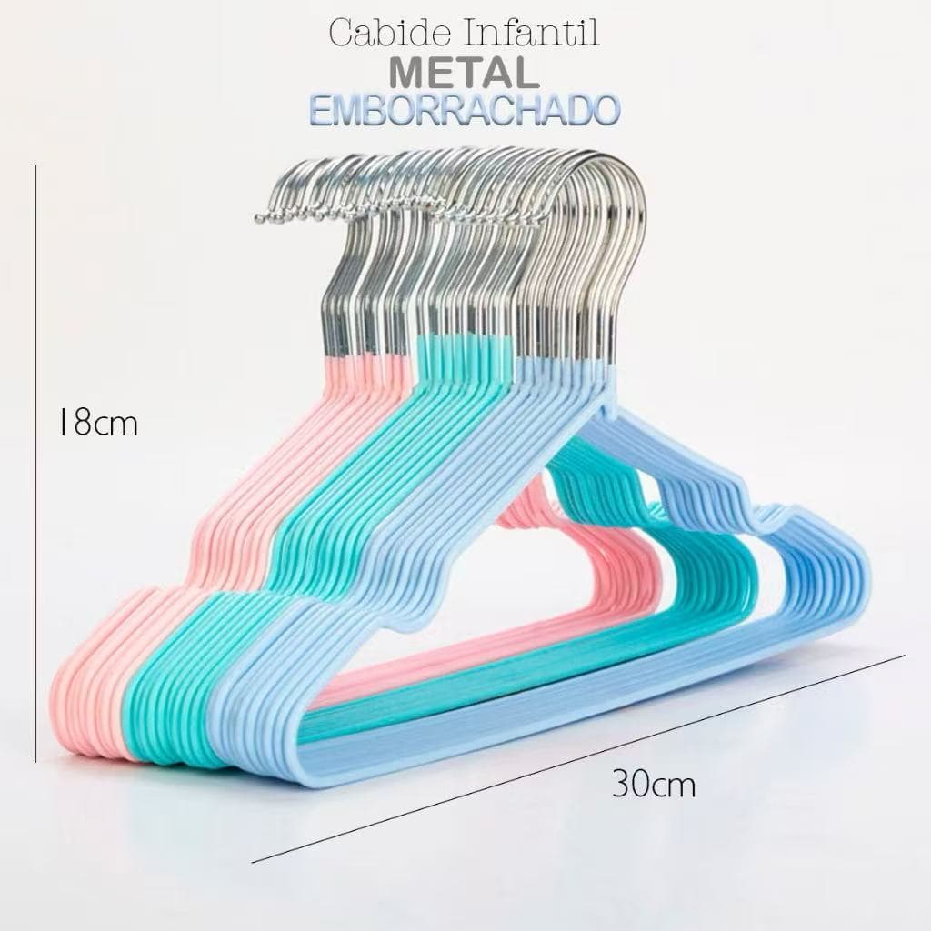 KIT 10,20 ,30 Conjunto de cabides de metal resistentes para roupas infantis  30cm