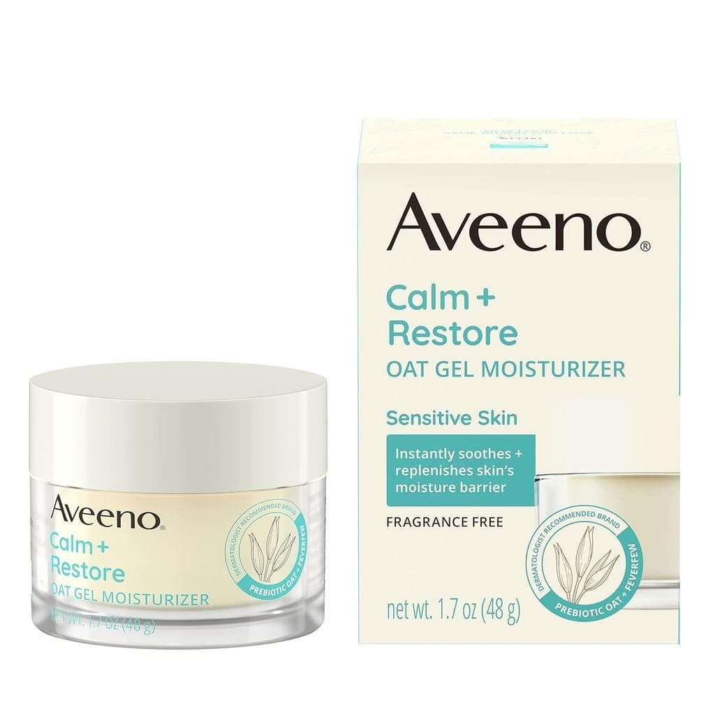 Aveeno Calm+Restore Gel Hidratante Facial para Pele Sensível, de Rápida Absorção, Gel Leve com Prebiótico de Aveia e Erv