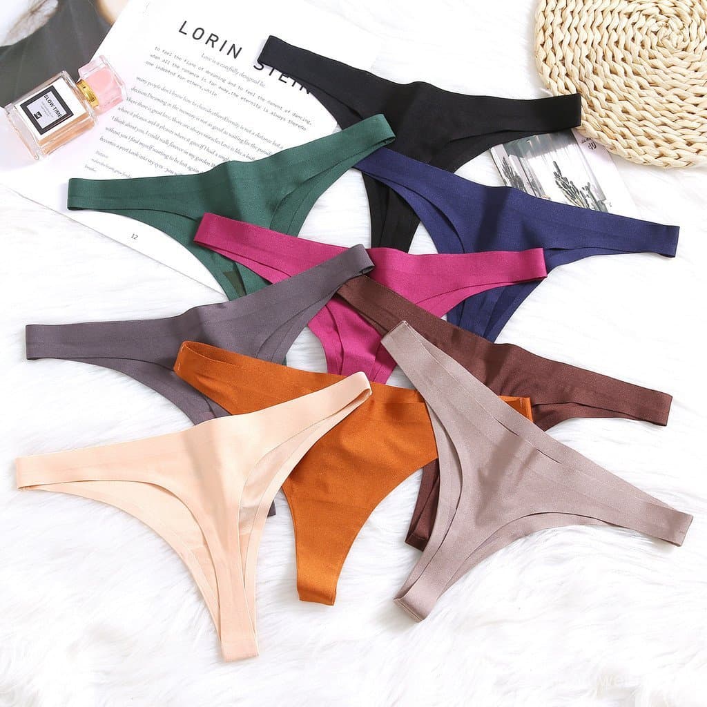 Calcinha tanga feminina plus size, popular para o verão, sem costura, em seda gelada, estilo dopamina, cintura baixa, de