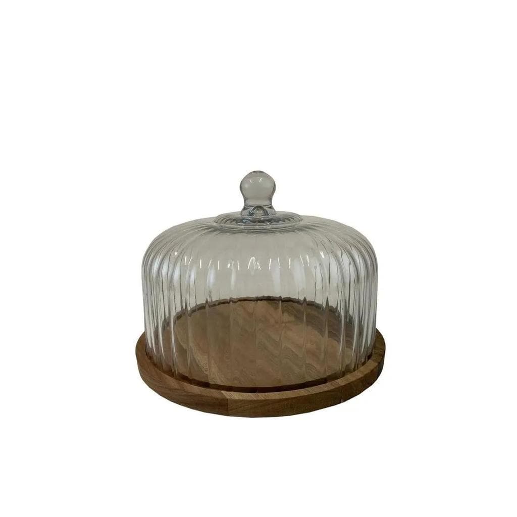 Boleira Vidro e Acácia 30cm - A\CASA