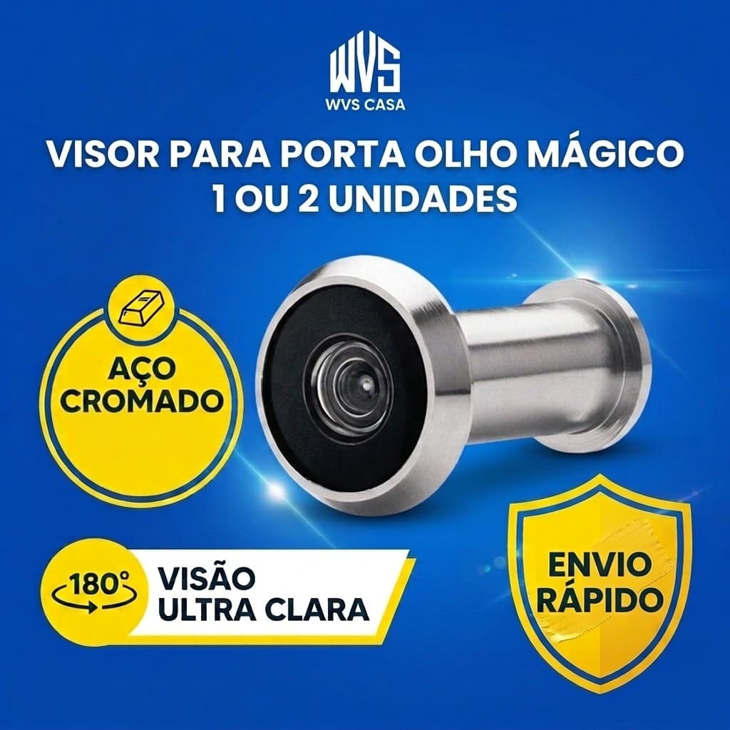 Olho Mágico Para Porta 180° Cromado Visor De Segurança Lente Nítida 1 Ou 2 Unidades