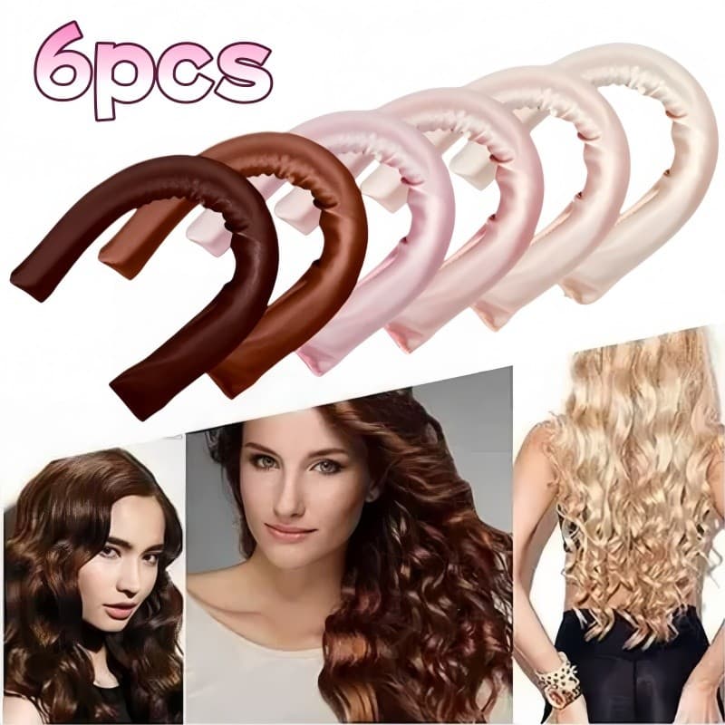Kit 6 Peças Modeladores De Cabelo Cetim Sem Calor Cobertos Flexi Cachos Modeladores De Cabelo Dormir