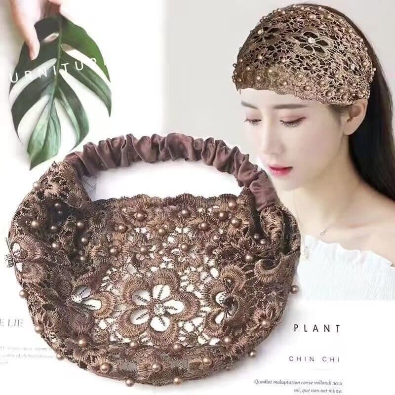 Tiara de renda com contas, cabelo branco, cabelo quebrado, laço de cabelo, lavagem facial, antiderrapante, faixa de cabe