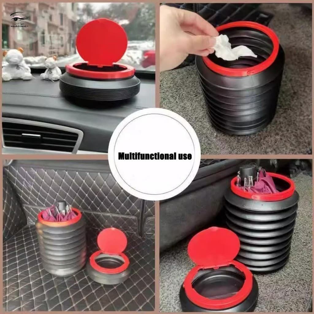 Lixeira Dobrável Para Carro Com Tampa-Armazenamento Leve Lanches Guarda-Chuvas