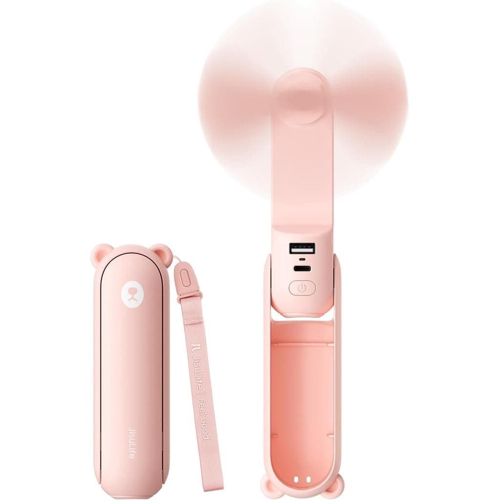 JISULIFE Ventilador Portátil 3 em 1 - Ventilador Portátil, Power Bank e Lanterna, 19 Horas de Resfriamento Máximo, Recar