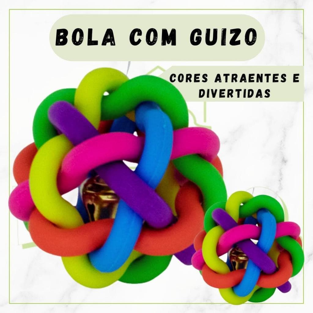 Brinquedo Bola com Guizo Colorida para Gatos, Pássaros e Cachorros
