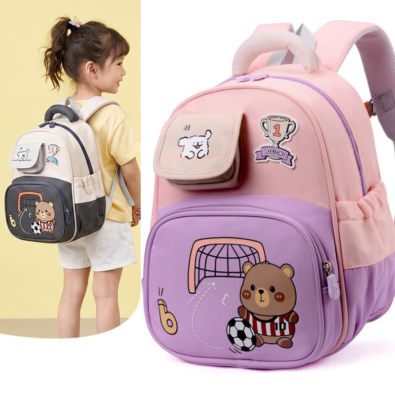 Mochila fofa com blocos de cor, nova mochila infantil que protege a coluna e reduz o peso, mochila escolar leve e de gra