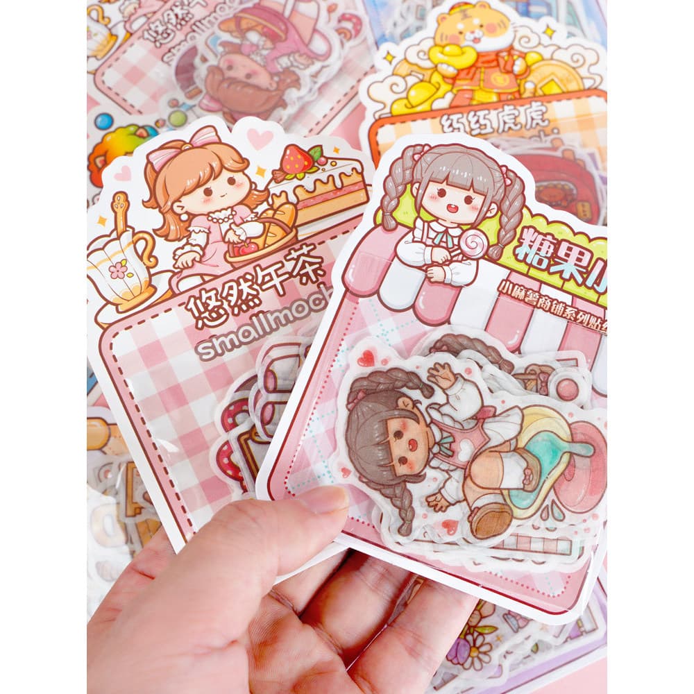 Little Mochi Manual Conjunto de adesivos Manual Adesivo ins Estilo Menina de alto valor Coração Cana Manual fofo Materia