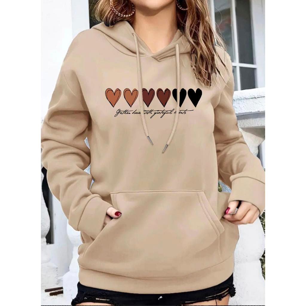 Moletom Corações Feminino Blusa De Frio Tumblr Abrigo Capuz e Bolso Casaco Premium Algodão Confortavel Moderno Mulher